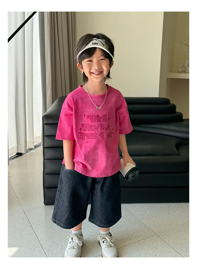 Kids T-Shirt Blue Cotton Summer Street Style — feature 12