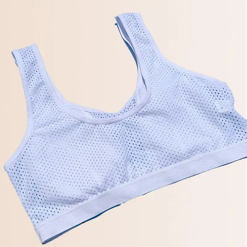Girls Cotton Sports Vest Light Blue Fixed Back — feature 11