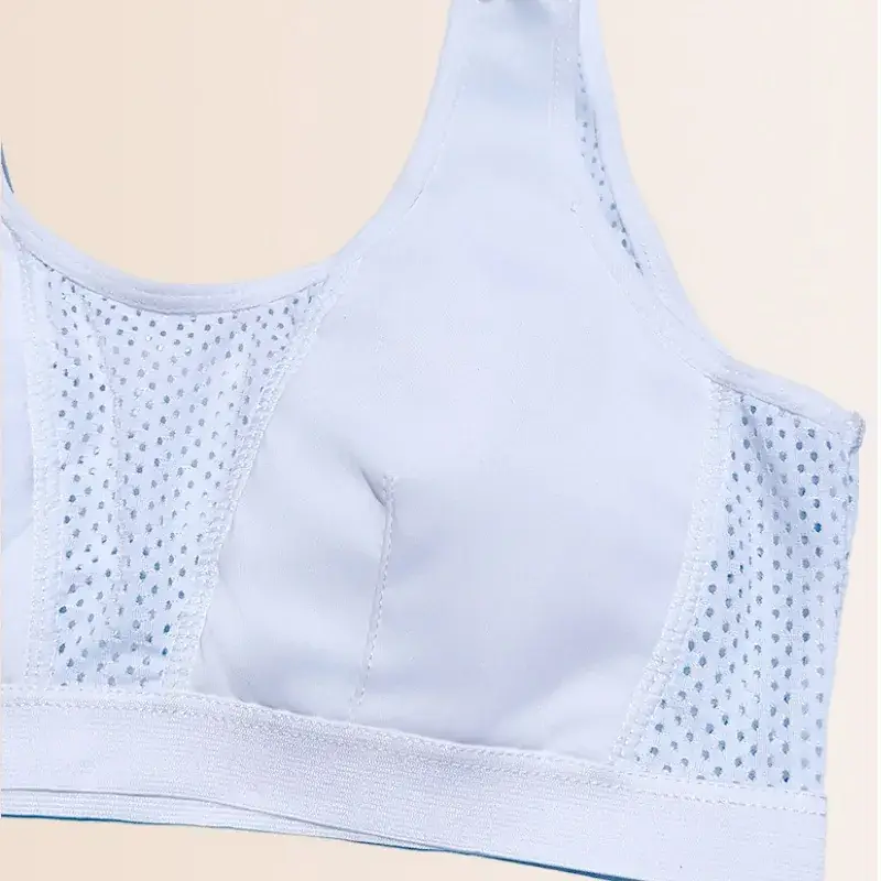 Girls Cotton Sports Vest Light Blue Fixed Back — feature 14