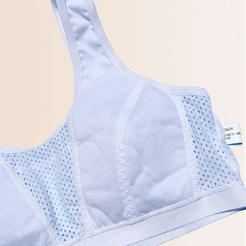 Girls Cotton Sports Vest Light Blue Fixed Back — feature 15