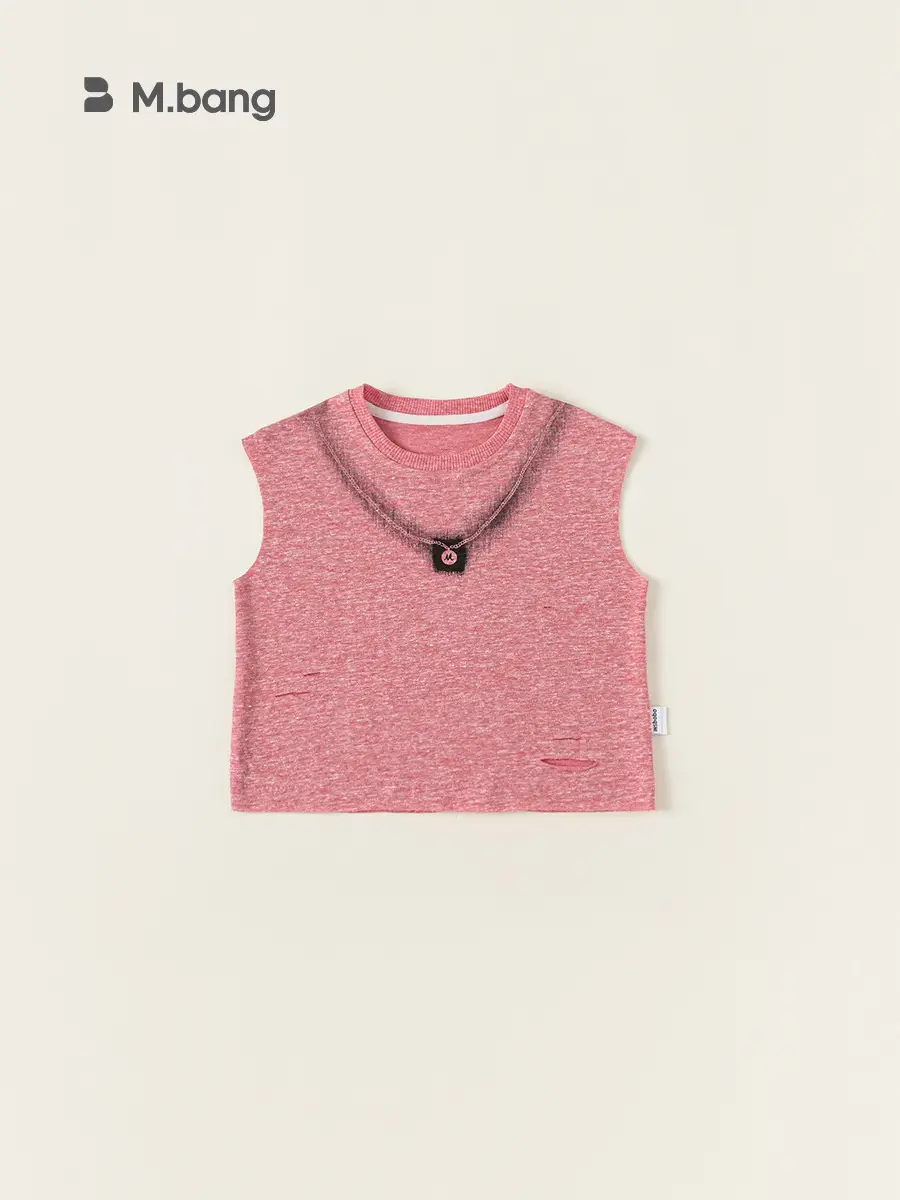 Yubao Kids Sleeveless Pink Vest with Korean Necklace - Image 5