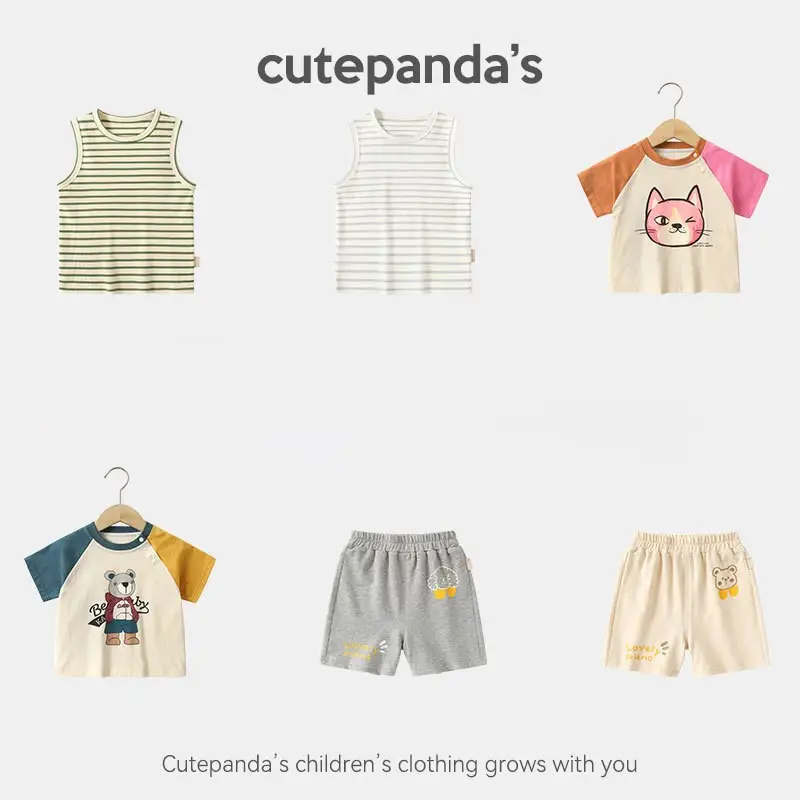 Baby Striped Sleeveless T-Shirt Pink Beige - Image 12