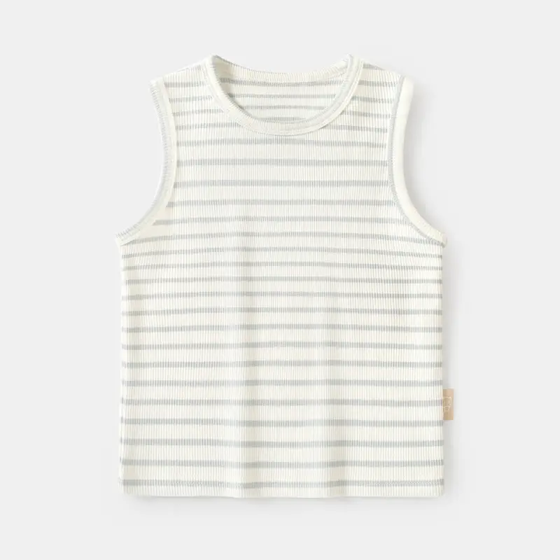 Baby Striped Sleeveless T-Shirt Pink Beige - Image 2