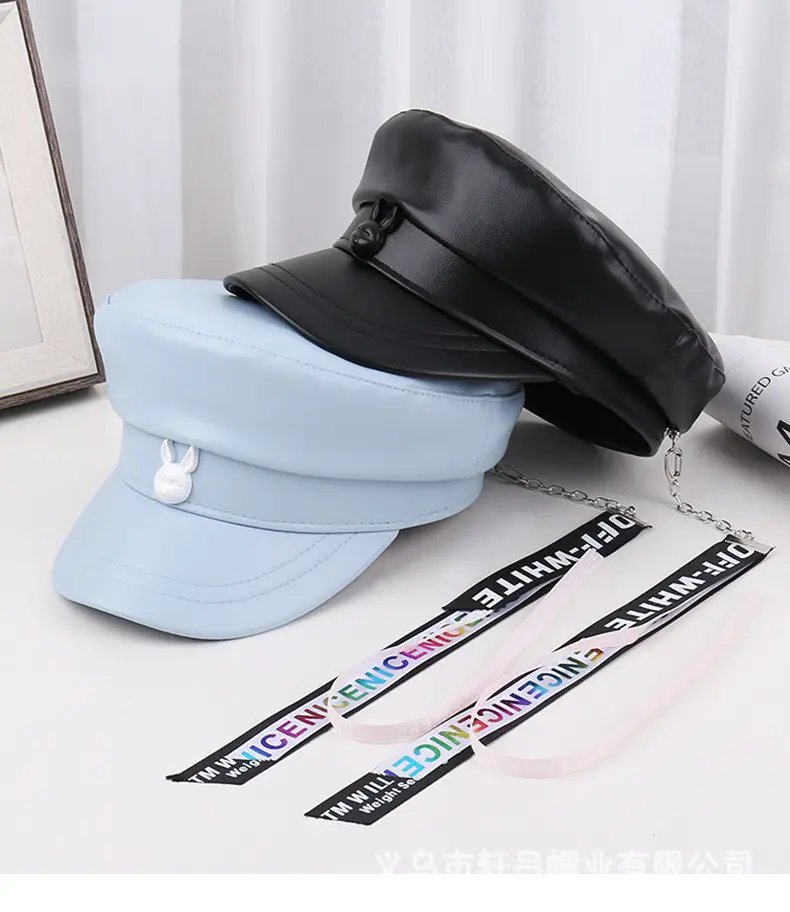 Korean New British Style Retro PU Leather Duck Tongue Newspaper Boy Cap Big Head Girth Fashionable Face Small Beret Flat Cap — feature 25