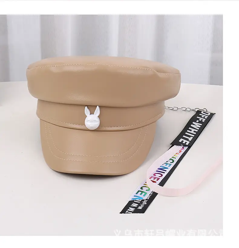 Korean New British Style Retro PU Leather Duck Tongue Newspaper Boy Cap Big Head Girth Fashionable Face Small Beret Flat Cap — feature 29