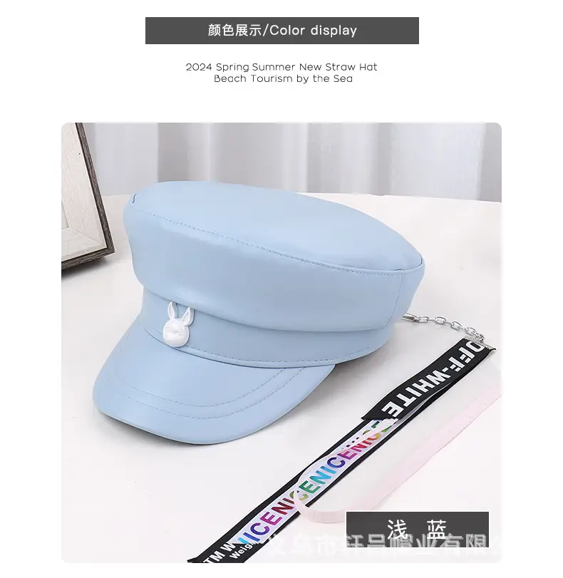 Korean New British Style Retro PU Leather Duck Tongue Newspaper Boy Cap Big Head Girth Fashionable Face Small Beret Flat Cap — feature 31