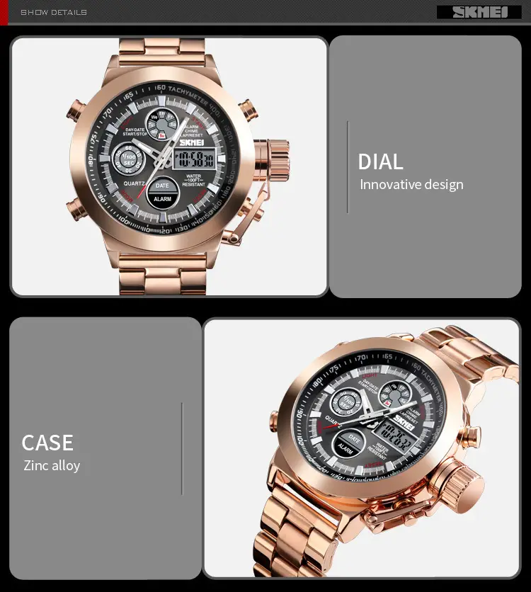 SKMEI Men's Stainless Steel Chronograph Watch with Dual Display — feature 10