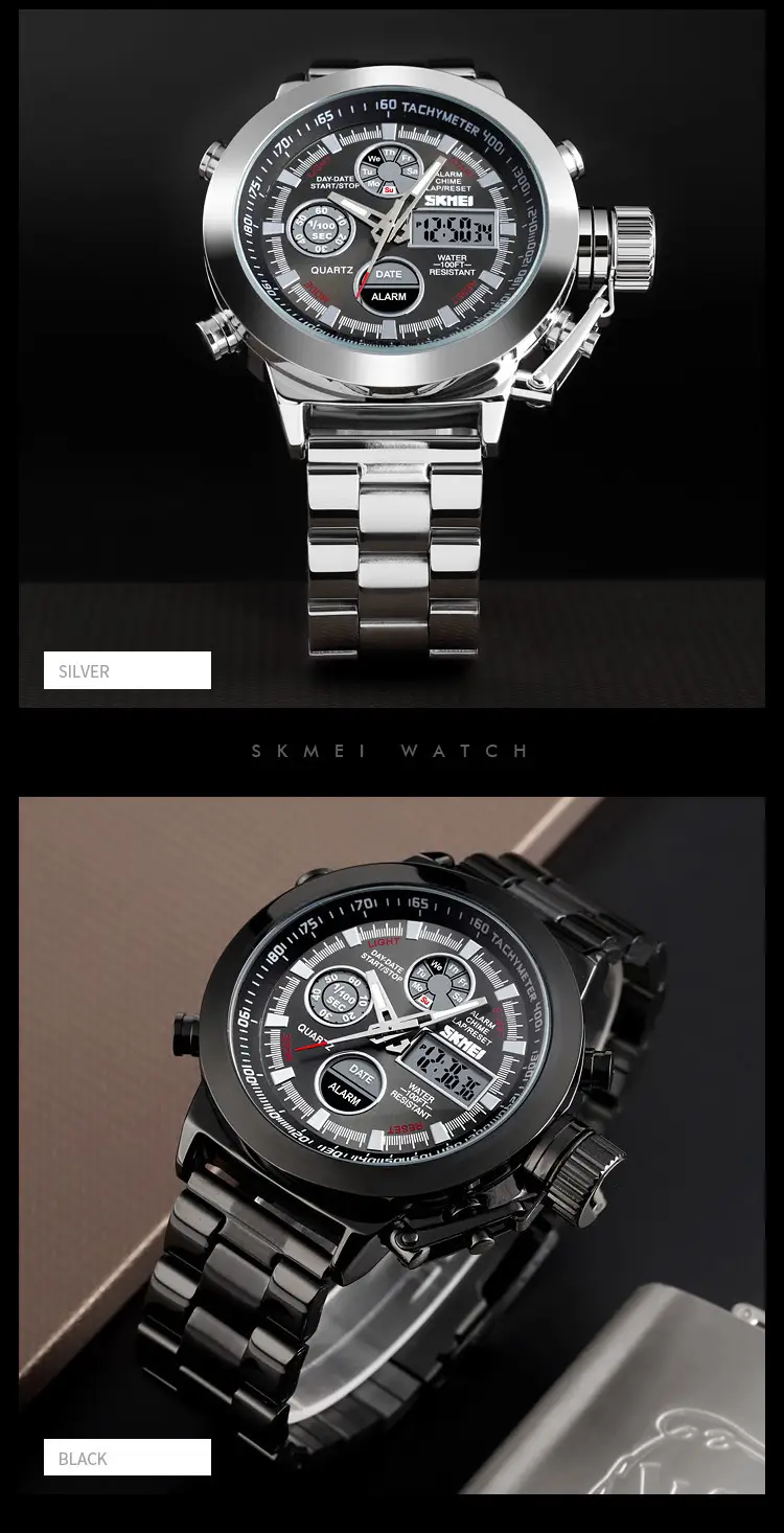 SKMEI Men's Stainless Steel Chronograph Watch with Dual Display — feature 13