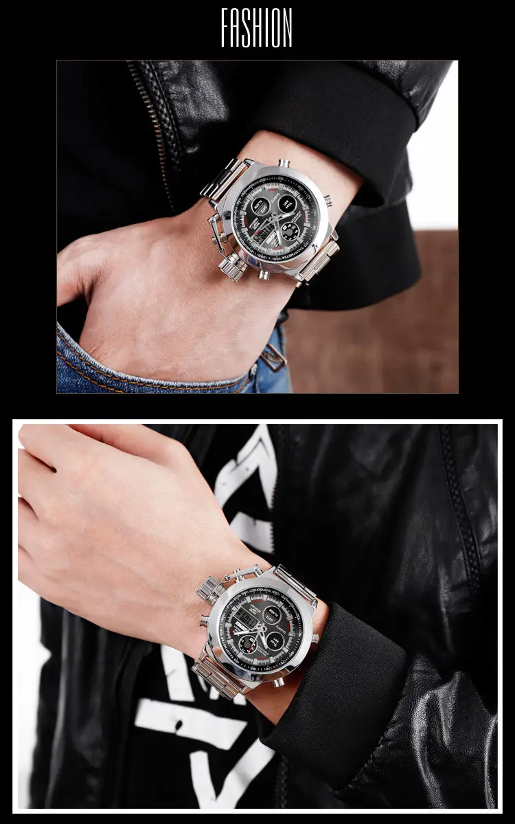 SKMEI Men's Stainless Steel Chronograph Watch with Dual Display — feature 15