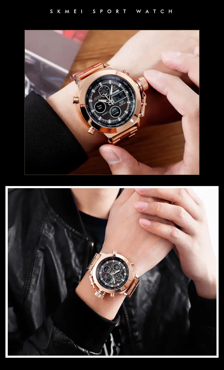 SKMEI Men's Stainless Steel Chronograph Watch with Dual Display — feature 16