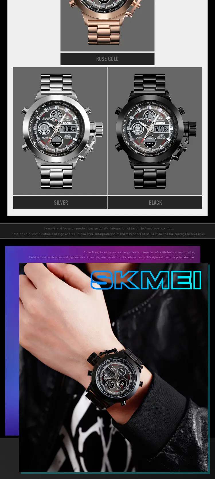 SKMEI Men's Stainless Steel Chronograph Watch with Dual Display — feature 4