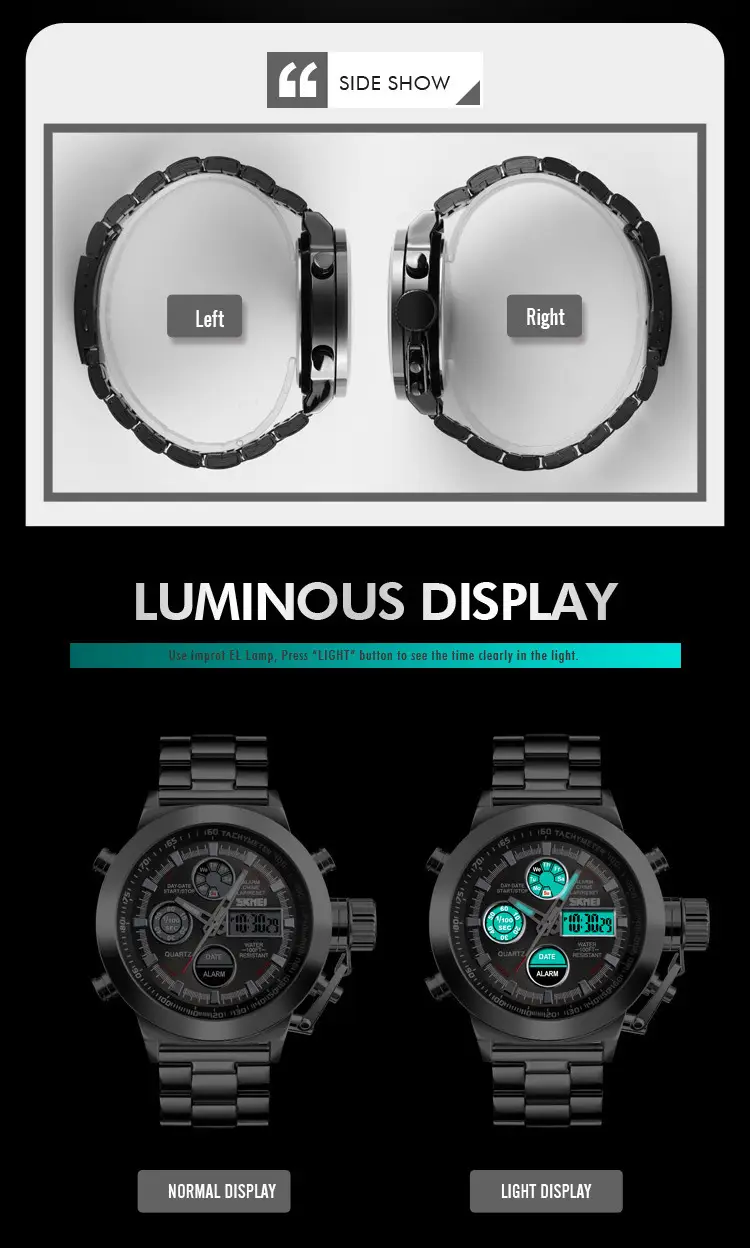 SKMEI Men's Stainless Steel Chronograph Watch with Dual Display — feature 7