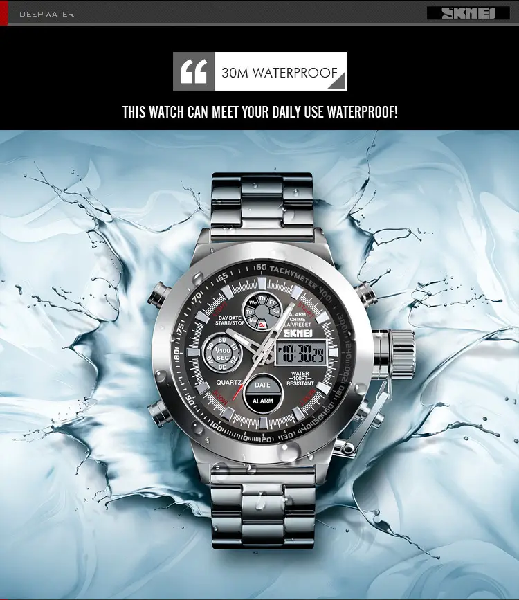 SKMEI Men's Stainless Steel Chronograph Watch with Dual Display — feature 8