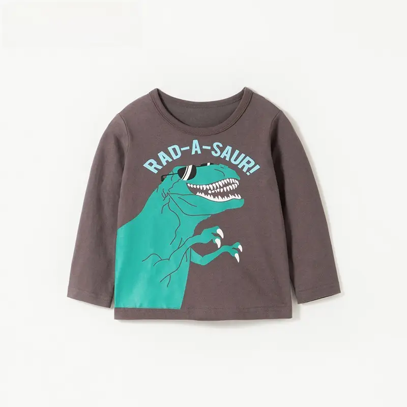 Malwee Boys Rad-A-Sauri Long Sleeve T-Shirt Brown - Image 3