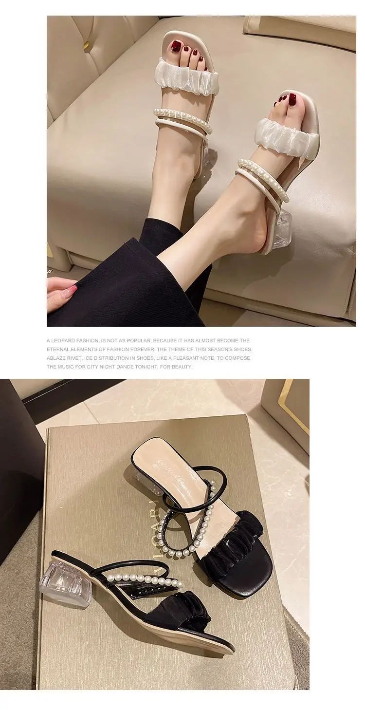 Women Pearl Heel Sandals Medium Black 2025 โ feature 11
