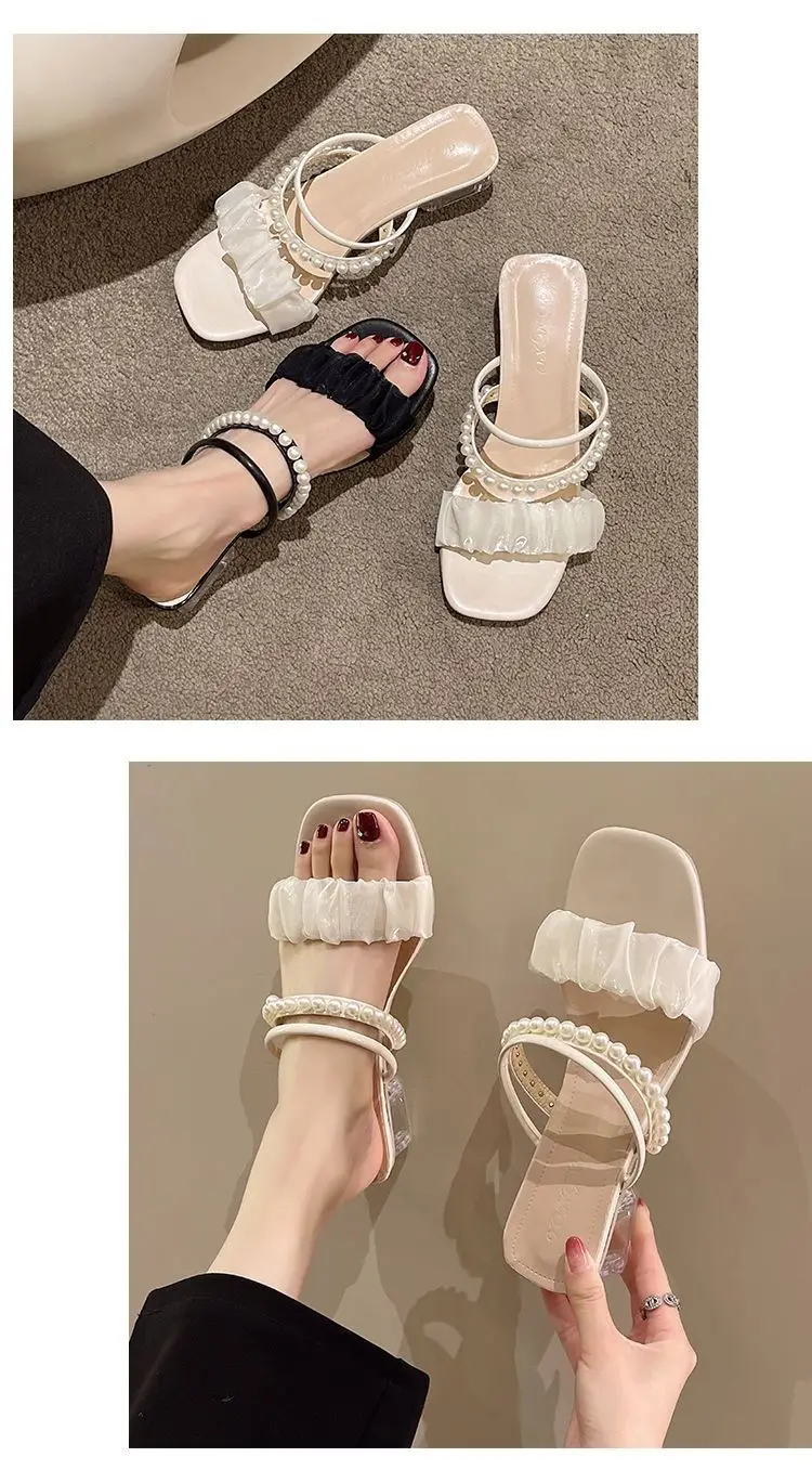 Women Pearl Heel Sandals Medium Black 2025 โ feature 8