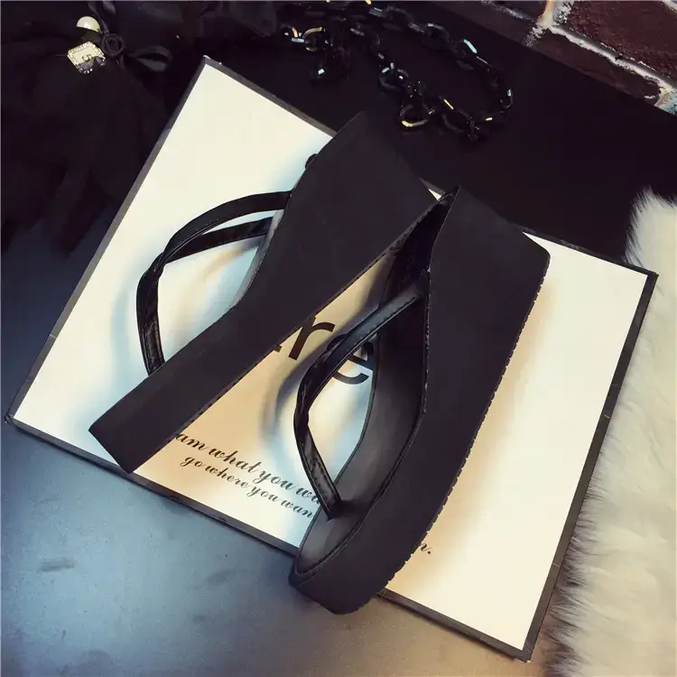 2026 New Summer Sandals, Beach Slippers, Women's Flip-Flops, Wedge Heels, Thick Soles, Non-Slip High Heels, Flip-Flops for Outdoor Wear — feature 36