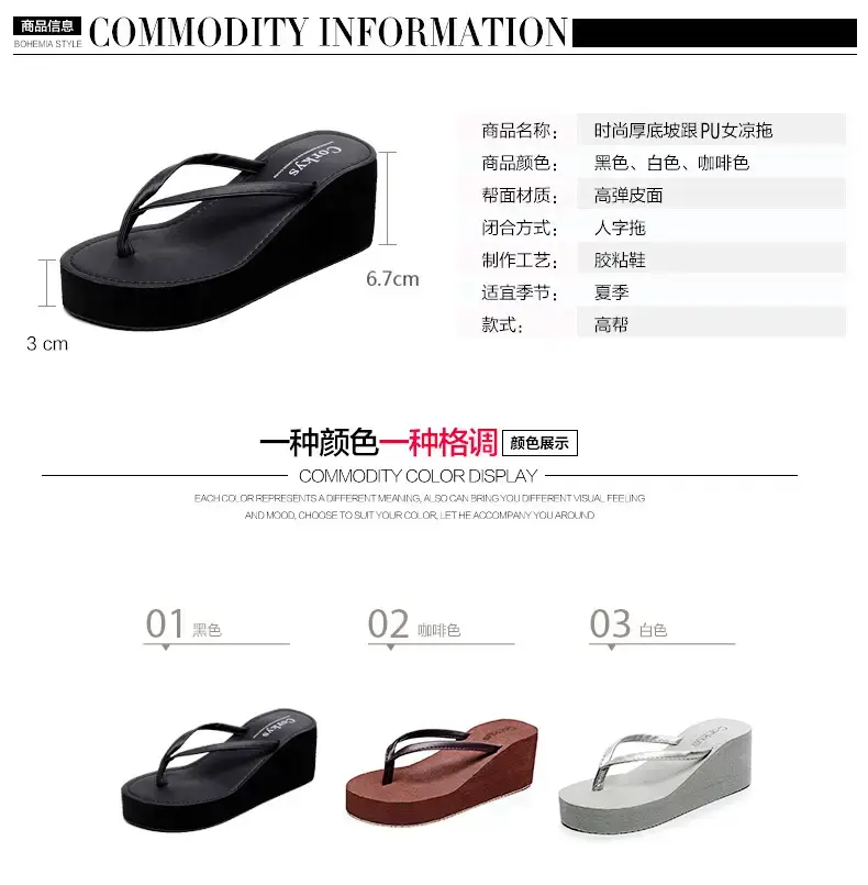 2026 New Summer Sandals, Beach Slippers, Women's Flip-Flops, Wedge Heels, Thick Soles, Non-Slip High Heels, Flip-Flops for Outdoor Wear — feature 7