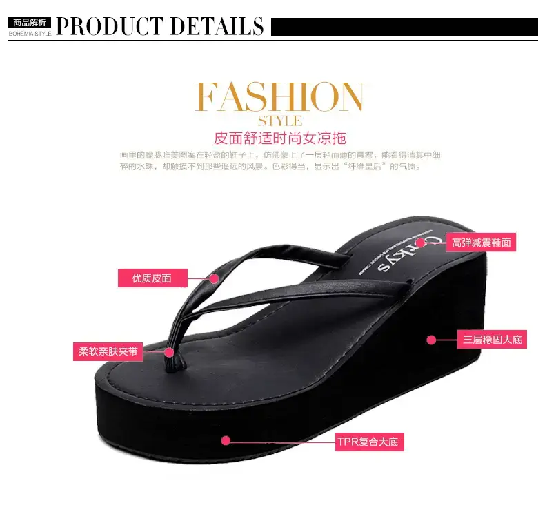 2026 New Summer Sandals, Beach Slippers, Women's Flip-Flops, Wedge Heels, Thick Soles, Non-Slip High Heels, Flip-Flops for Outdoor Wear — feature 8