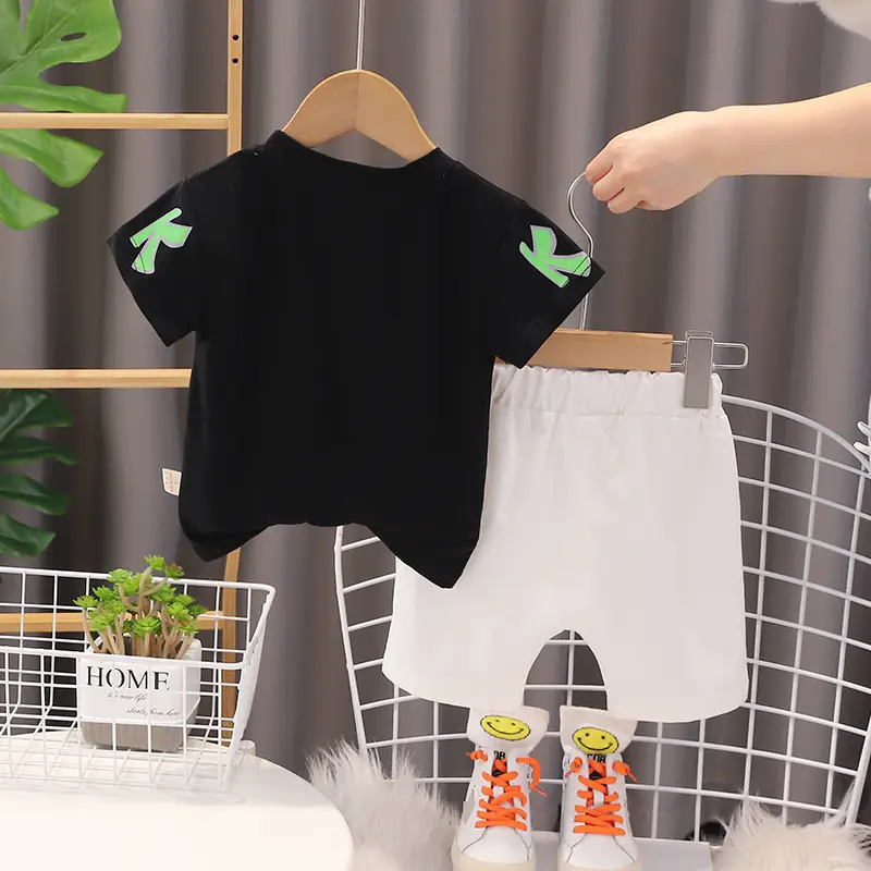 New Kids Summer T-Shirt Suit Black Orange White - Image 5