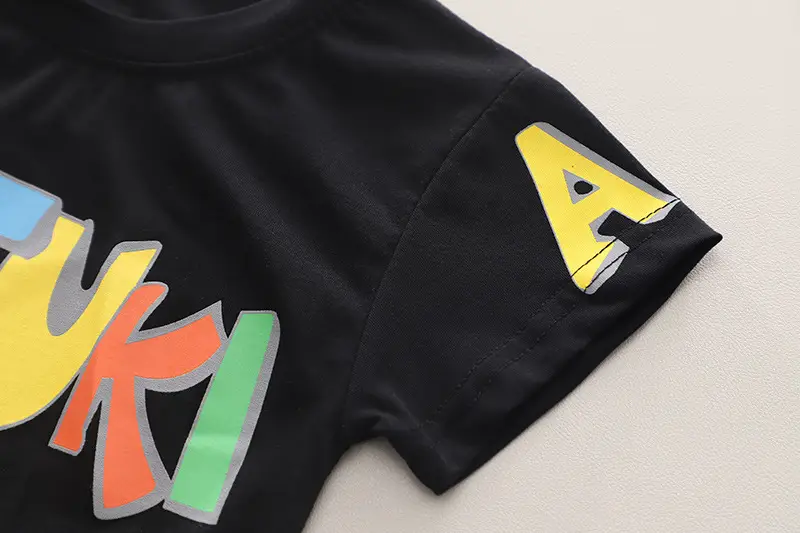 New Kids Summer T-Shirt Suit Black Orange White — feature 12