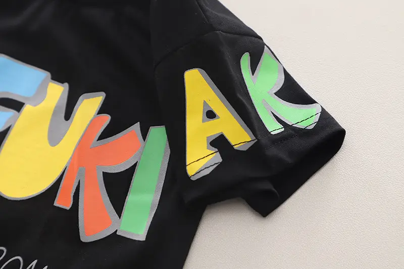 New Kids Summer T-Shirt Suit Black Orange White — feature 13