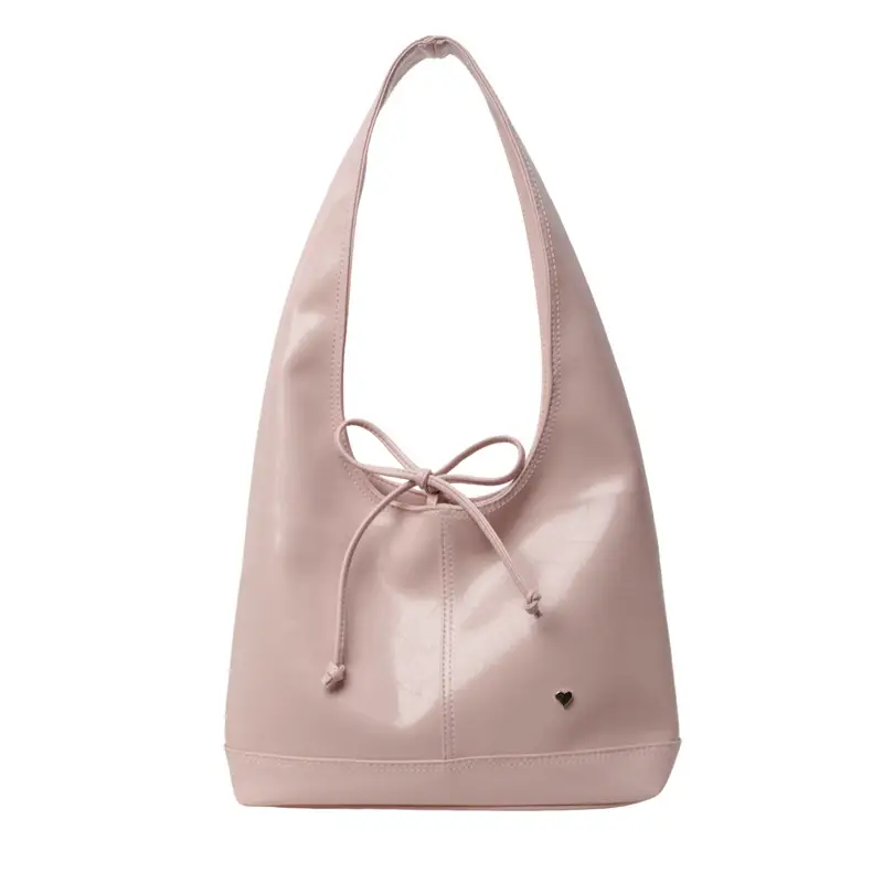 Pink Korean Style Shoulder Bag with Bow Detail - Image 9