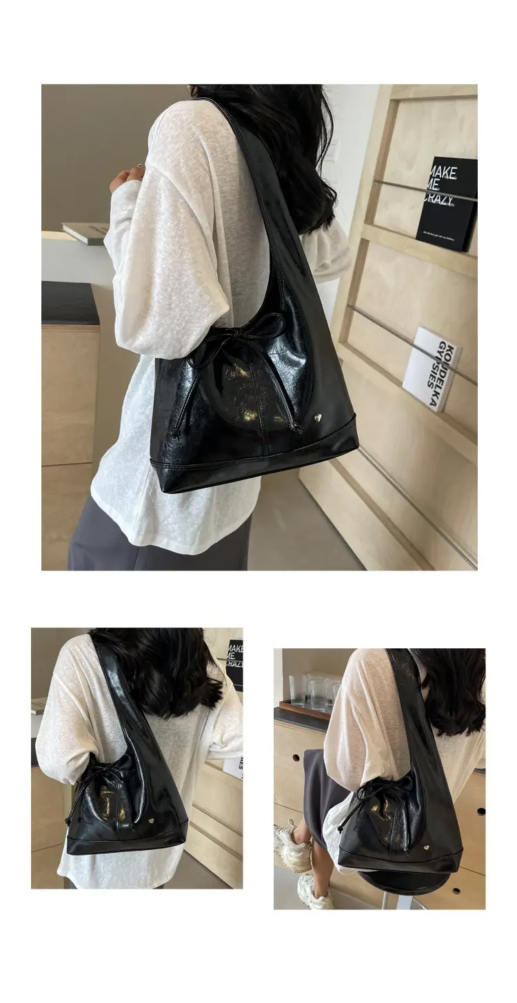Pink Korean Style Shoulder Bag with Bow Detail — feature 11