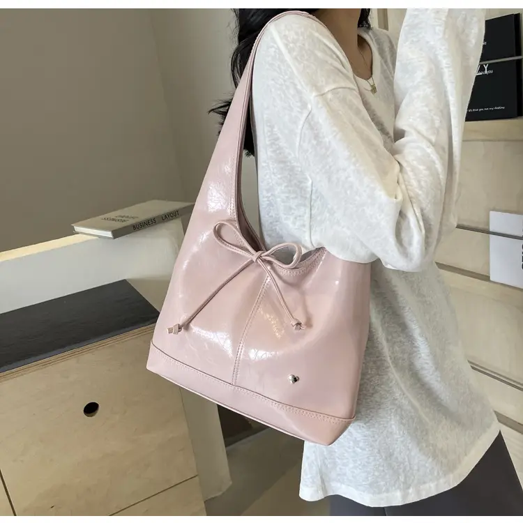 Pink Korean Style Shoulder Bag with Bow Detail — feature 25