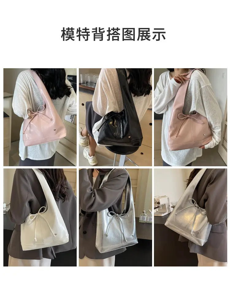 Pink Korean Style Shoulder Bag with Bow Detail — feature 8