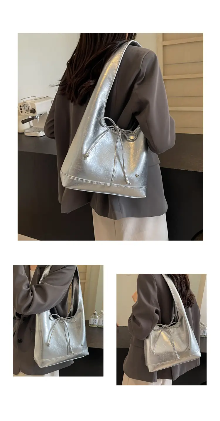 Pink Korean Style Shoulder Bag with Bow Detail — feature 9