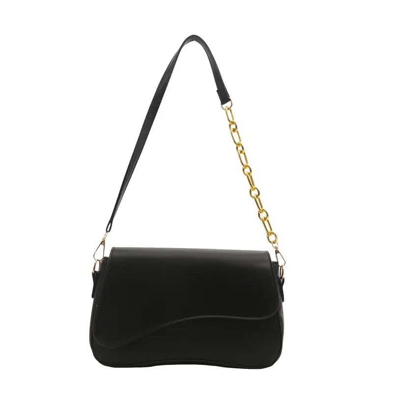 Black Crossbody Bag with Gold Chain for Women - Image 9