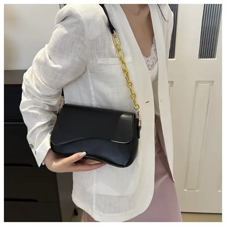Black Crossbody Bag with Gold Chain for Women — feature 17