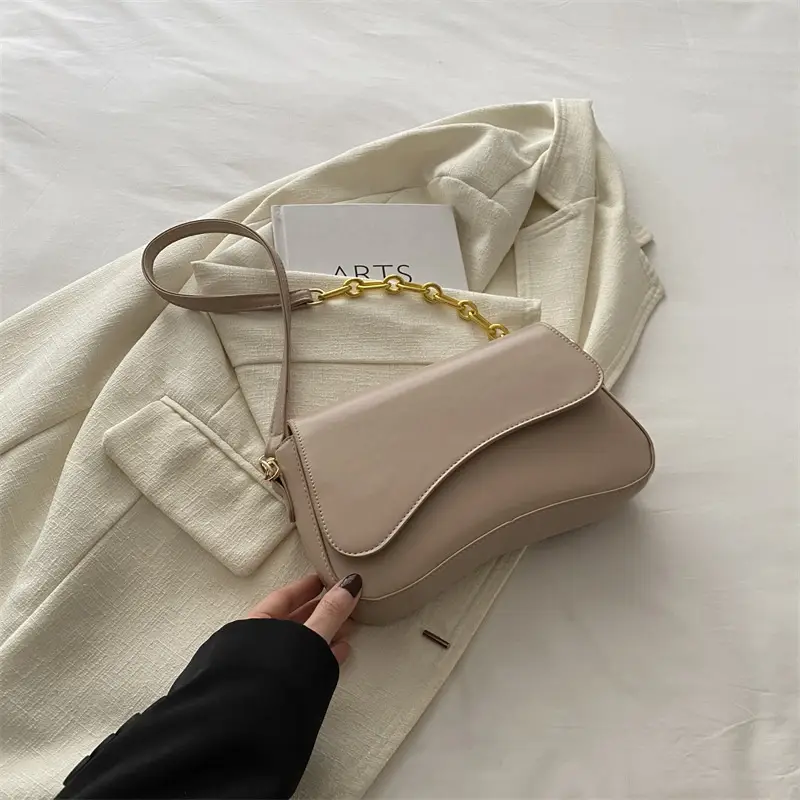 Black Crossbody Bag with Gold Chain for Women - Image 2