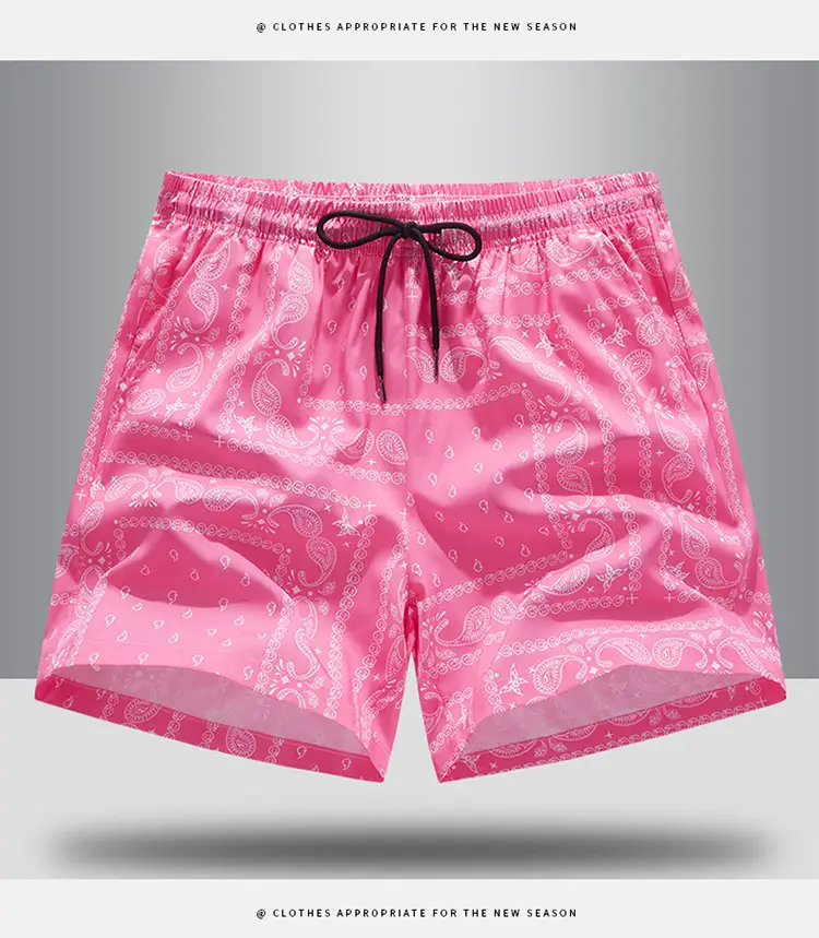Men Blue Printed Cashew Flower Shorts Summer Casual Loose Fit — feature 13