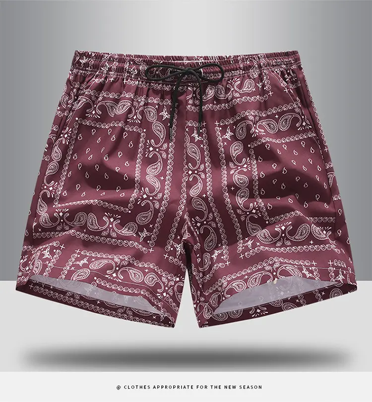 Men Blue Printed Cashew Flower Shorts Summer Casual Loose Fit — feature 17