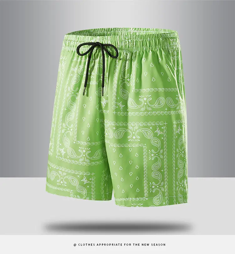 Men Blue Printed Cashew Flower Shorts Summer Casual Loose Fit — feature 20