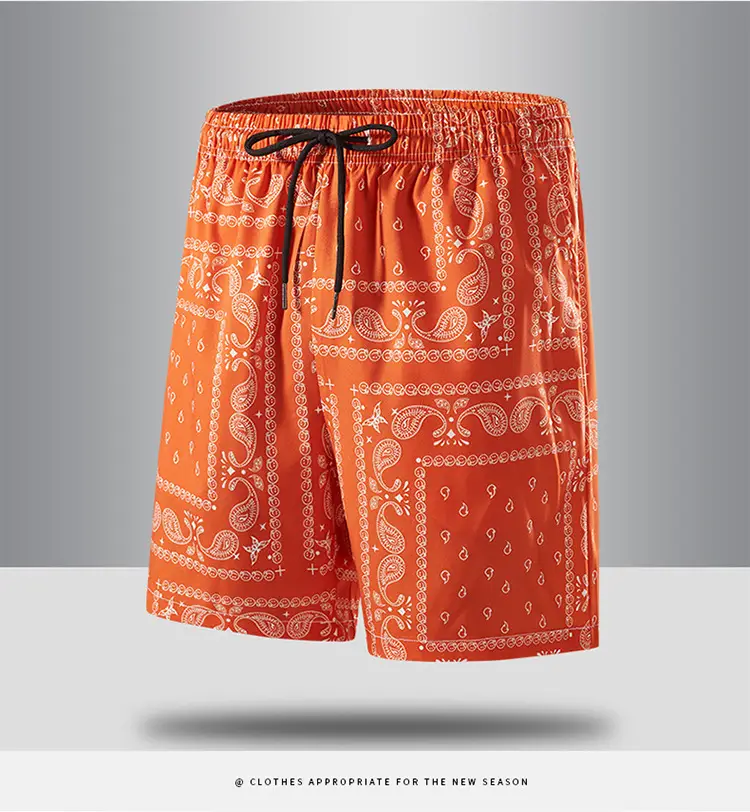 Men Blue Printed Cashew Flower Shorts Summer Casual Loose Fit — feature 21