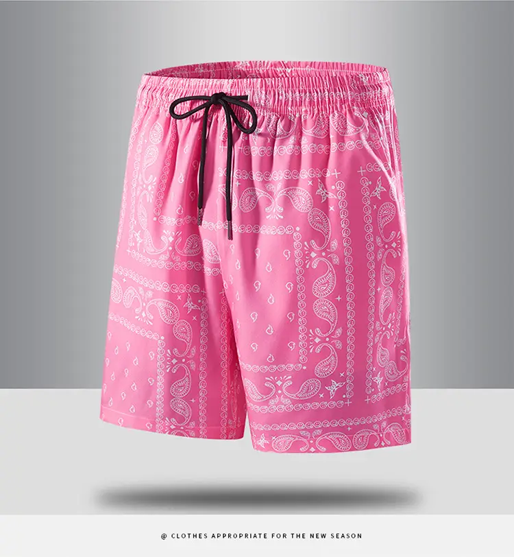Men Blue Printed Cashew Flower Shorts Summer Casual Loose Fit — feature 23