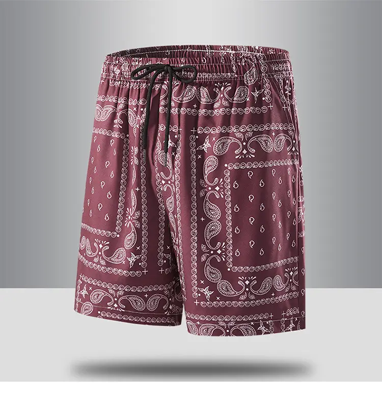 Men Blue Printed Cashew Flower Shorts Summer Casual Loose Fit — feature 24
