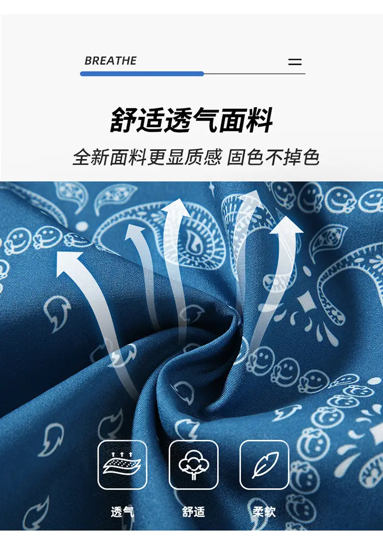 Men Blue Printed Cashew Flower Shorts Summer Casual Loose Fit — feature 6