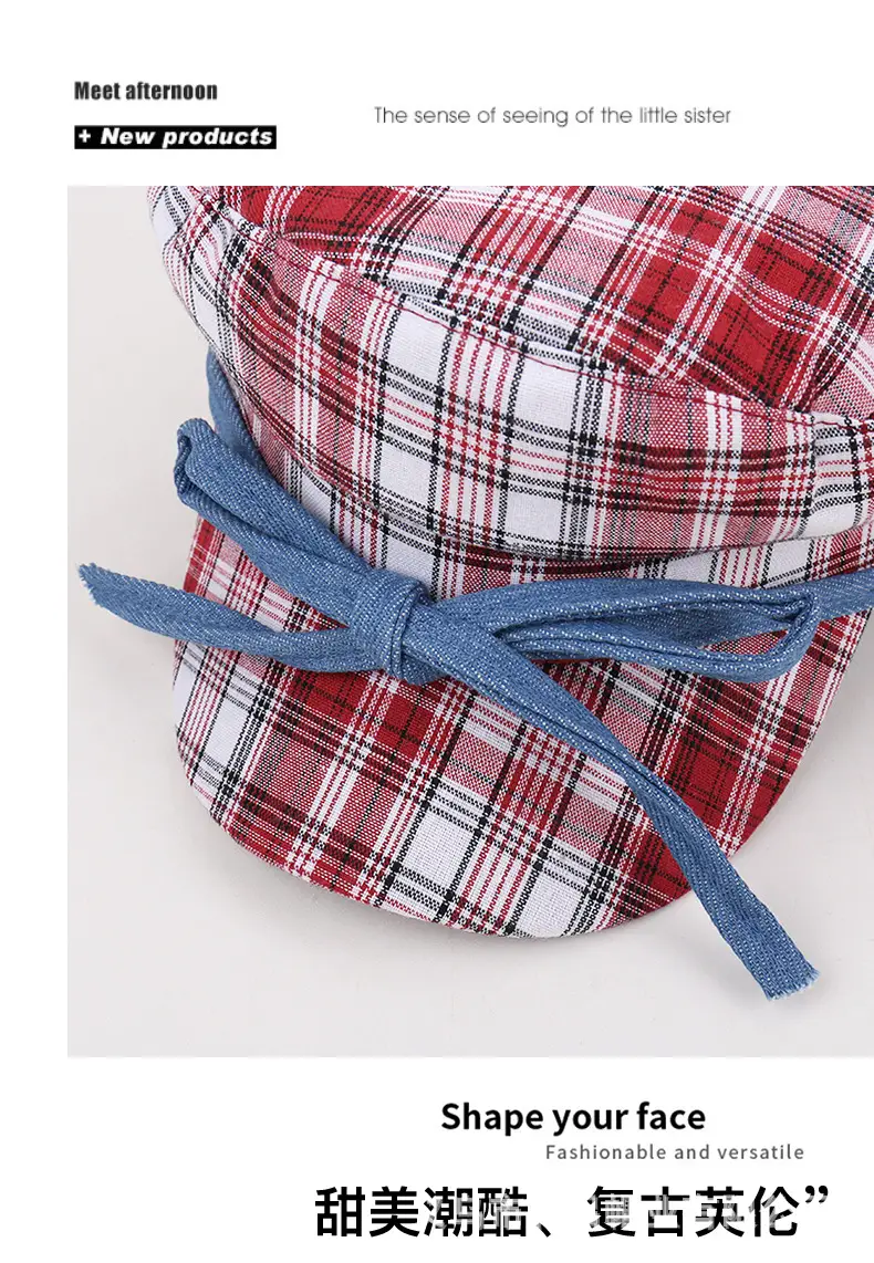 Men Red Plaid Bow Tie Sun Hat — feature 27