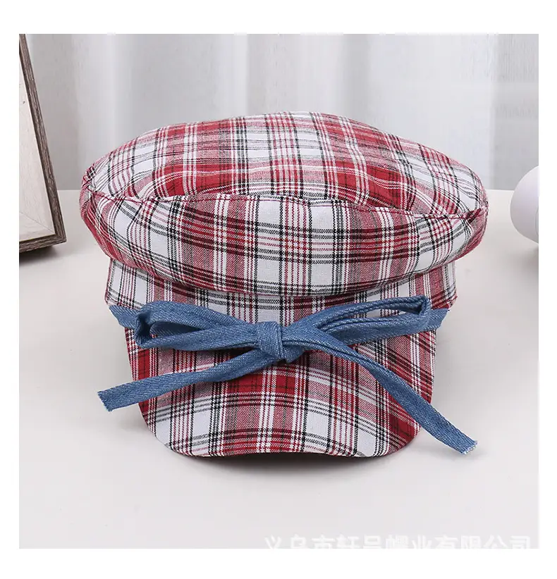 Men Red Plaid Bow Tie Sun Hat — feature 31