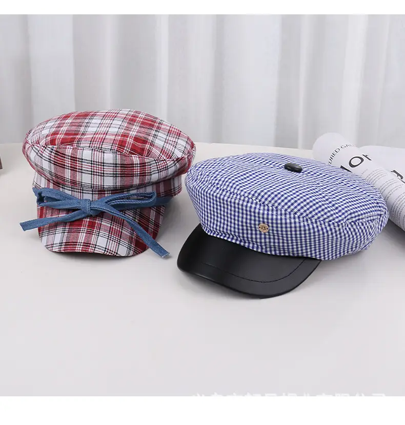 Men Red Plaid Bow Tie Sun Hat — feature 32