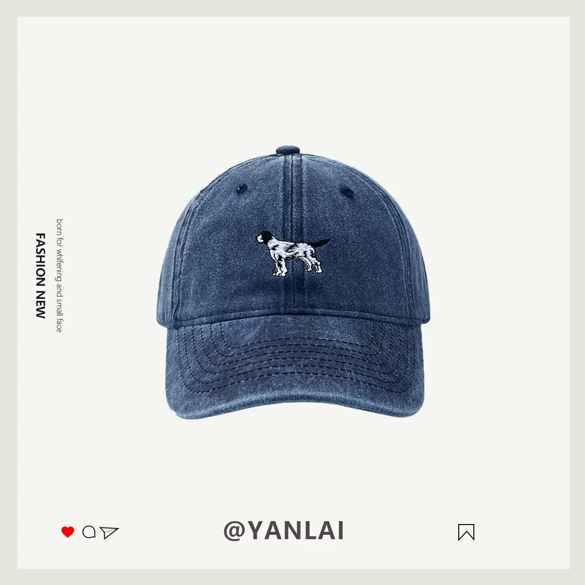 Korean Cute Puppy Embroidered Washed Pink Cap - Image 5