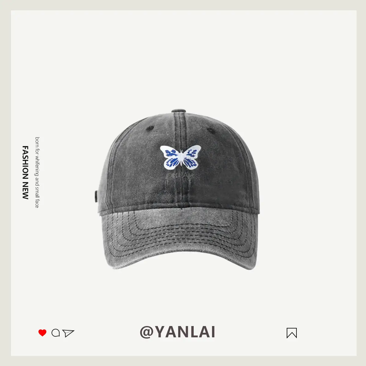 Korean Cute Puppy Embroidered Washed Pink Cap - Image 6