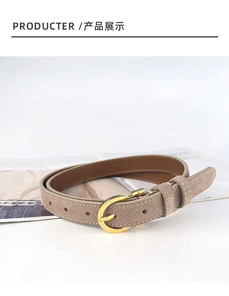 Frosted Leather Belt for Women Gold Buckle — feature 10
