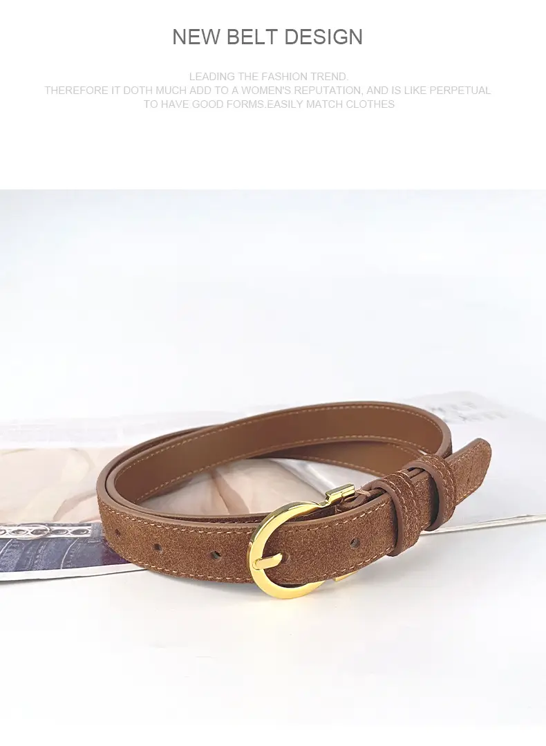 Frosted Leather Belt for Women Gold Buckle — feature 11