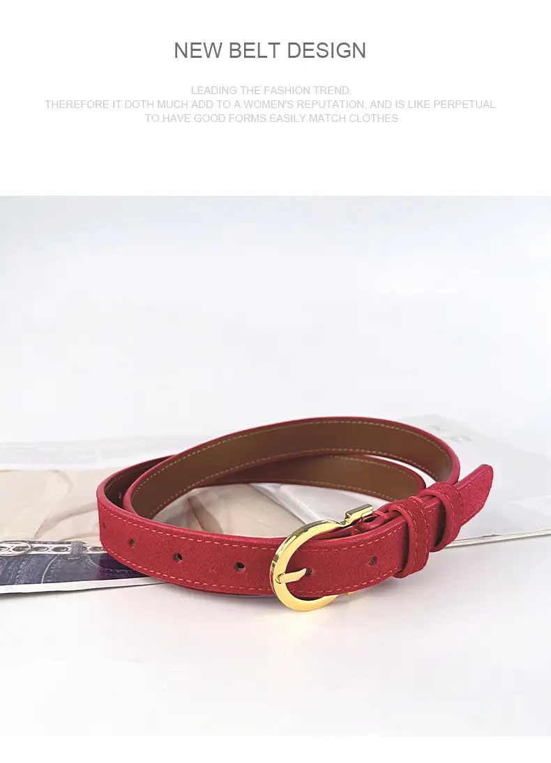 Frosted Leather Belt for Women Gold Buckle — feature 12