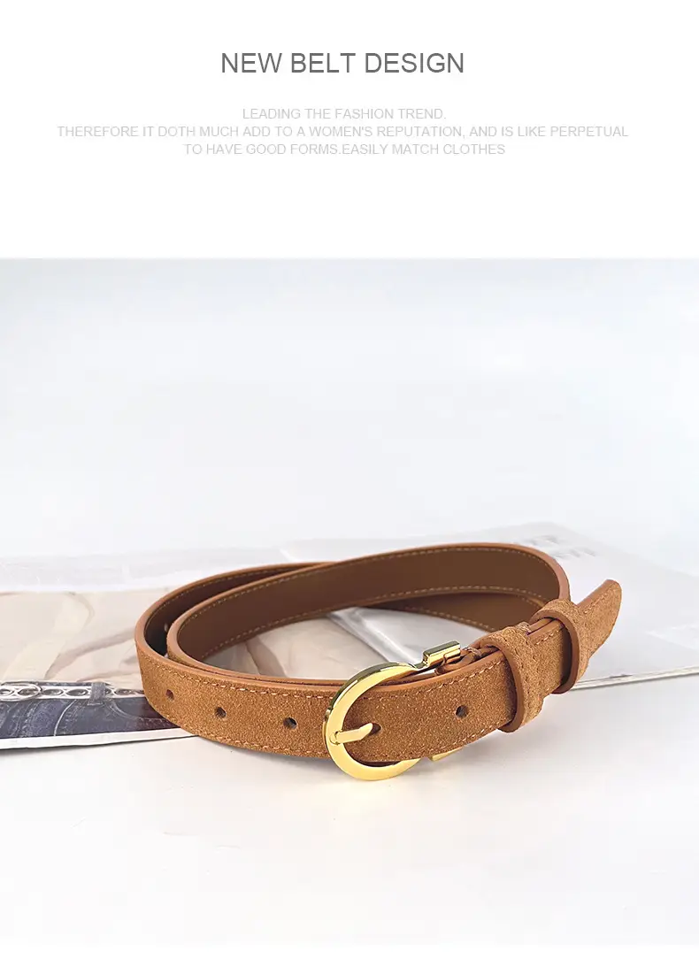 Frosted Leather Belt for Women Gold Buckle — feature 13